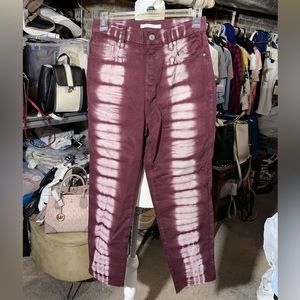 LA pacsun denim rose wine red white high raise straight NWT